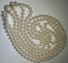 Vintage French Faux Pearl Triple Strand Authentic Paris Couture House Necklace