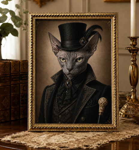 Cadre chat sphynx victorien - cadre,