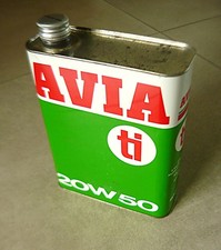 Bidon Huile Ancien Avia ti 2litres VIDE ( AVIA TI 20W50 ) Pub Station Service