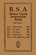 Livre De Moto BSA M20 M21 M22 M23 Empire Star M24 M19 1937 Manuel