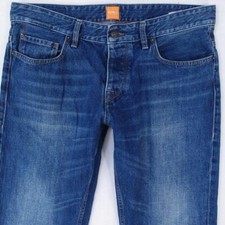 Hommes HUGO BOSS ORANGE 25 Regular Straight Bleu Jeans W34 L32