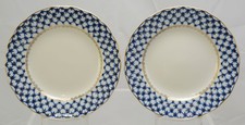 Set of Two 7 Inch Dessert Plates in Lomonosov Cobalt Net 1990s