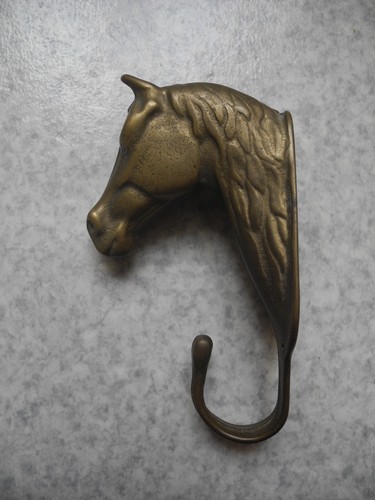 Old brass hanger horse head - brass,