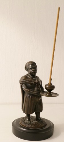 Statuette bronze porte - statuette,