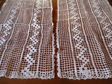 Paire de rideaux N°34 au crochet blanc  vintage  53 x 95 cm  