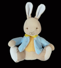 SD. Doudou peluche LAPIN Royal Doulton beige jaune blanc gilet bleu 21cm  TTBE