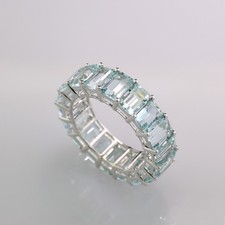 Mémoire - Anneau Avec Aigue-Marine 9,54 Carat 585er or Blanc Fraîcheur Mode Pure