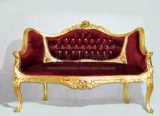 Fauteuil Canapé Empire Baroque Bois Or Velours Bordeaux Swarovski Ar8789