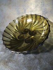 ancien plat rond en verre fumé design spirale déco table cuisine rétro vintage 