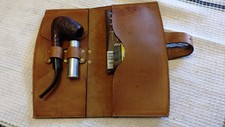 Étui cuir pour pipe,tabac, briquet très bon état, 