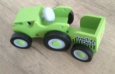 wooden toy tractor with trailer