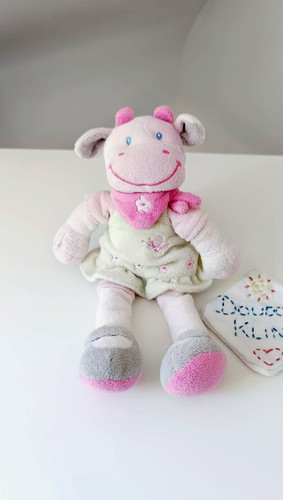 Peluche doudou vache - rose, robe