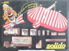 CIRQUE AMAR - CHAPITEAU + FOURGON + CAMION- SOLIDO 660  -SUPERBE ETAT + Boîte