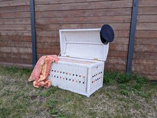 Grand coffre en osier vintage