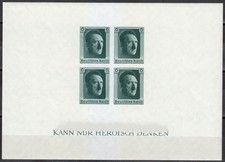 Allemagne 1937 MNH Mi Block 8 Sc B103 Adolf Hitler.Imperforé / LUXE **