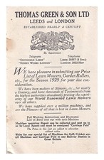 Liste de prix THOMAS GREEN &