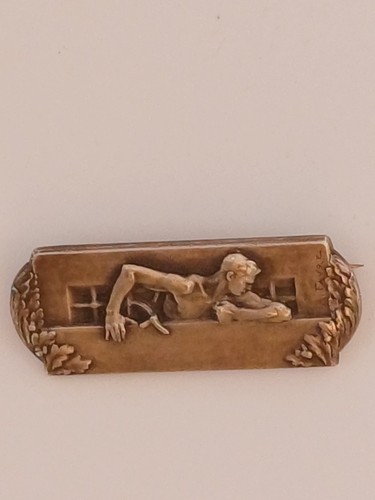 Broche métal argenté - en,
