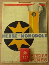 Meuse-Monopole Fine Beers Jean-Adrien Mercier Advertising Cardboard POS 1933 