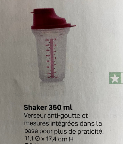 Shaker 350ml tupperware neuf - ,