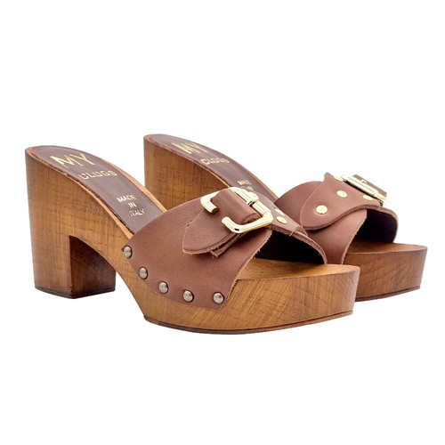 Mule avec bande - bande, cuir