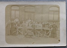Old postcard photo workers manufacture wicker shell holder Adolf Zinner Germany 14-18