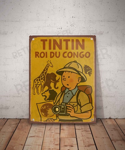 Plaque métal vintage tintin - métal,