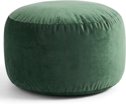 Round velvet pouf ottoman - velvet,