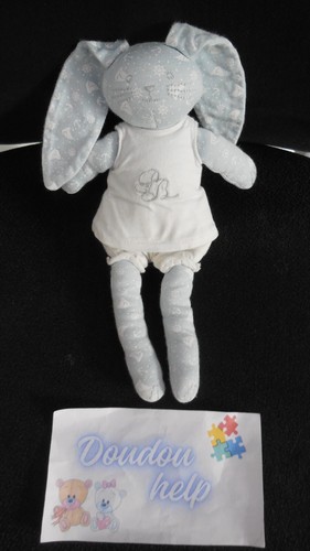 Doudou peluche lapin - peluche, bleu