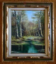 Original Canvas Oil Painting Forest Pond Gilded Wood Frame Ingolf Karlsen