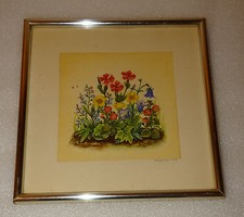 PETITE AQUARELLE BELGE  ENCADREE DECOR FLEURAL SIGNE GAZUWEILER ? SANS CERTITUDE