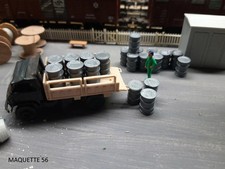 ho lot 20 fûts gris bidons barils décor train entrepôt maquette 56 miniature