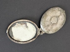 Pendentif art nouveau Argenté  miroir XIX eme