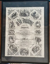 Antique newspaper, old publication, framed, under glass, La Vie Parisienne.
