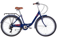 Vélo Randonnée City Femmes 26 " Ville Porte-Bagage Aluminium Bleu Rh De