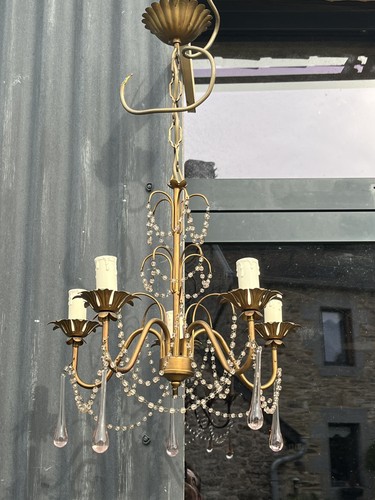 Lustre pampilles verre - lustre,