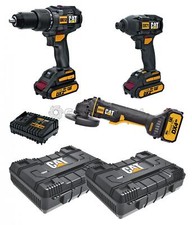 KIT PERCEUSE VISSEUSE A PERCUSSION ET MEULEUSE AVEC PILES ET COFFRETS CAT