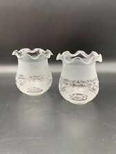 Lot Of Two Antique Tulip Globes Opaline Screen Print Applique Chandelier Vintage