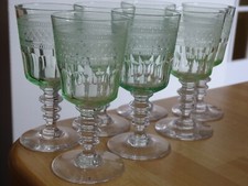 VAL ST LAMBERT 7 ANCIENS VERRES APERITIF CRISTAL MODELE OTHON OURALINE ht 11 cm
