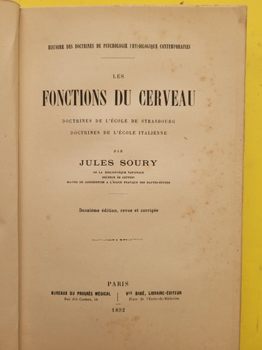 Jules soury les fonctions - jules,