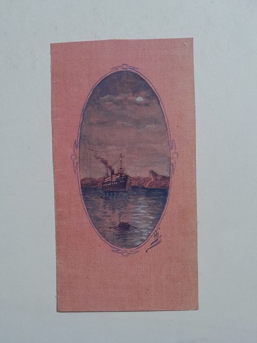 Peinture ancienne paquebot - ancienne,