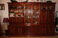 Meuble living avec vitrine et bar ,salle à manger acajou style britannique