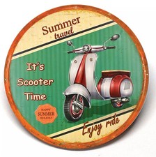 New VESPA SCOOTER Metal Pocket Mirror 3-inch w/ Cloth Pouch Bike