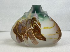 Stunning Rare 6" Louis Leloup Art Glass Multi-Color Vase Abstract Signed