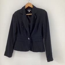 Femme Black Single Button Linen Blend Blazer UK 10