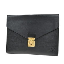 LOUIS VUITTON LV Logo Porte Documents Case Clutch Bag Epi Black M54452 66KB307