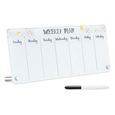 Tableau blanc planning semaine - Semainier en verre 40,6 x 15,2 cm