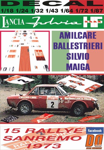 Decal lancia fulvia - decal, hf