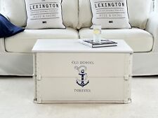 Table Basse Blanc Coffre Bois Massif D'Appoint Truhentisch Vintage Avec Espace