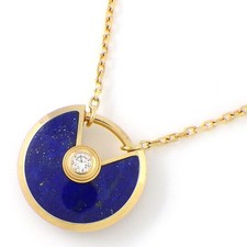 Cartier Necklace Amulette XS Round Lapis Lazuli 1 Point Diamond 750 Yellow Gold