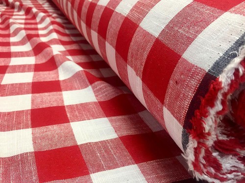 Tissu carreaux lin vichy - tissu,